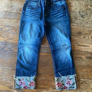 Driftwood Cropped Jeans Embroidered Size 12